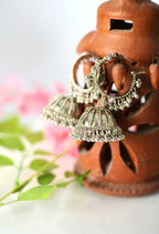 Mominos Fashion Johar Kamal Oxidised Silver-Plated With Ghungroo Jhumkas