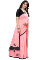 Vamika Designer Peach Georgette Saree (TSUNAMI PEACH ) | Grocsy