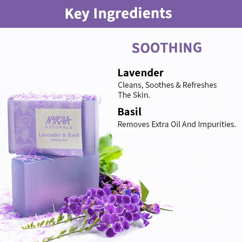 Nykaa Naturals Lavender & Basil Soothing Bathing Soap | Grocsy