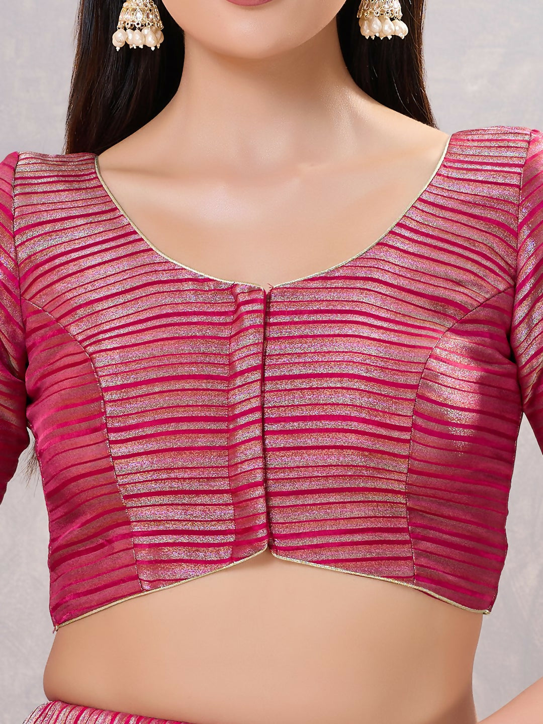 Joban Fashion Women Silk South-Pink Stitched Blouse | Grocsy