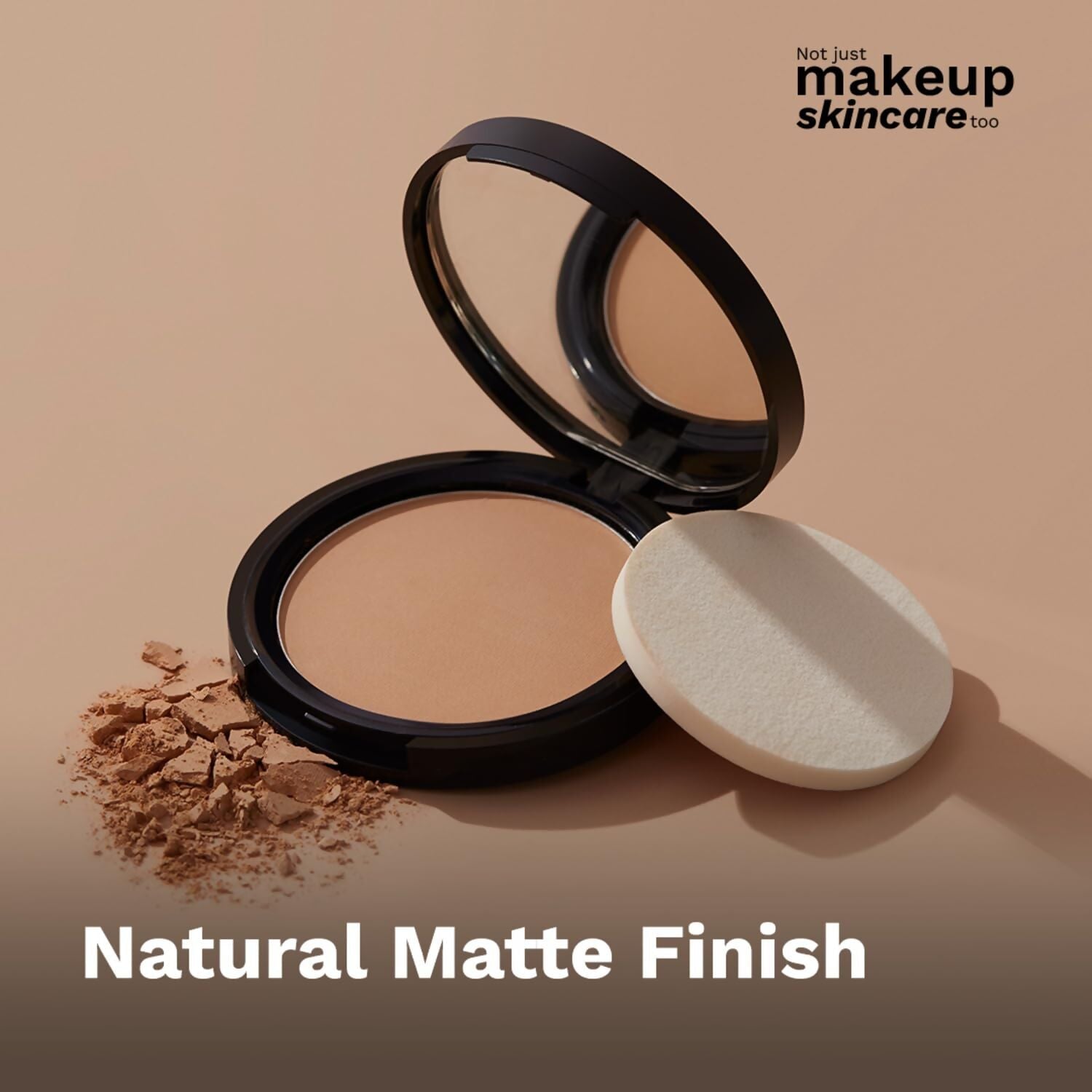 Pilgrim Golden Beige Matte Finish Compact Powder Absorbs Oil, Conceals & Gives Radiant Skin | Grocsy