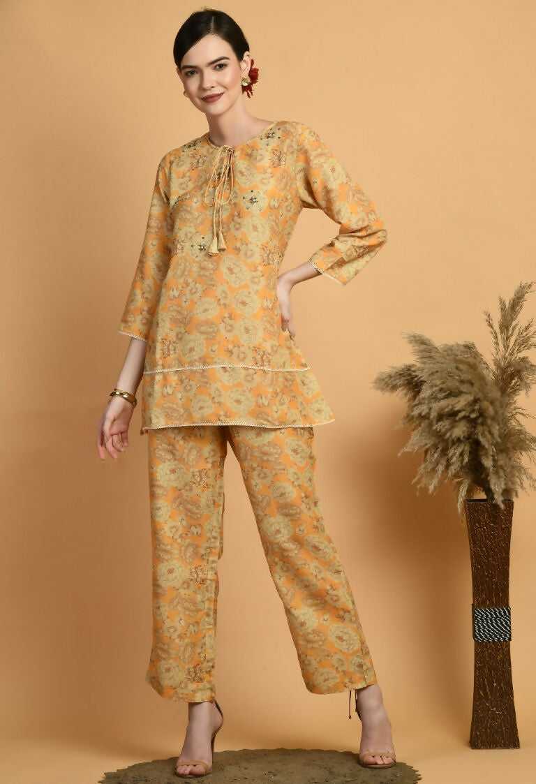 Joban Fashion Mustard Maslin Kurta Set | Grocsy