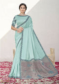 Firoji Pure Satin Silk Saree with Unstitched Blouse - Norita Varya | Grocsy