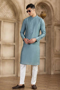 Raivat Ethnic Banarasi Art Silk Mirror Work Kurta Pajama In Grey Colour | Grocsy