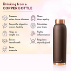 Borosil Colour Copper bottle - Brown | Grocsy