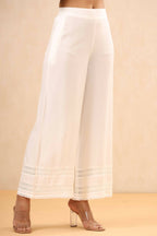 Juniper Women White Rayon Solid Straight Palazzo | Grocsy
