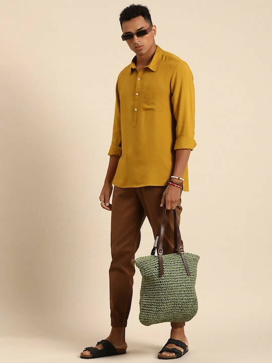 Mustard Men Rayon Boxy Opaque Casual Shirt - Mahotsav | Grocsy