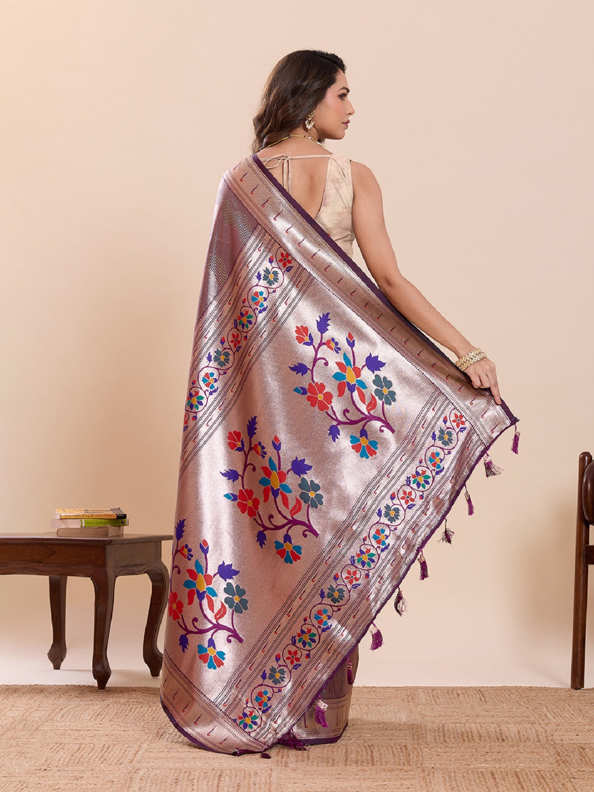 Dwija Fashion Purple Wedding Wear Woven Lotus Motif Work Pure Soft Silk Saree With Unstitched Blouse | Grocsy