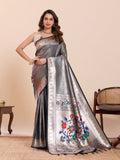 Dwija Fashion Teal Blue Wedding Wear Woven Lotus Motif Work Pure Soft Silk Saree With Unstitched Blouse | Grocsy