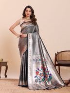 Dwija Fashion Teal Blue Wedding Wear Woven Lotus Motif Work Pure Soft Silk Saree With Unstitched Blouse | Grocsy