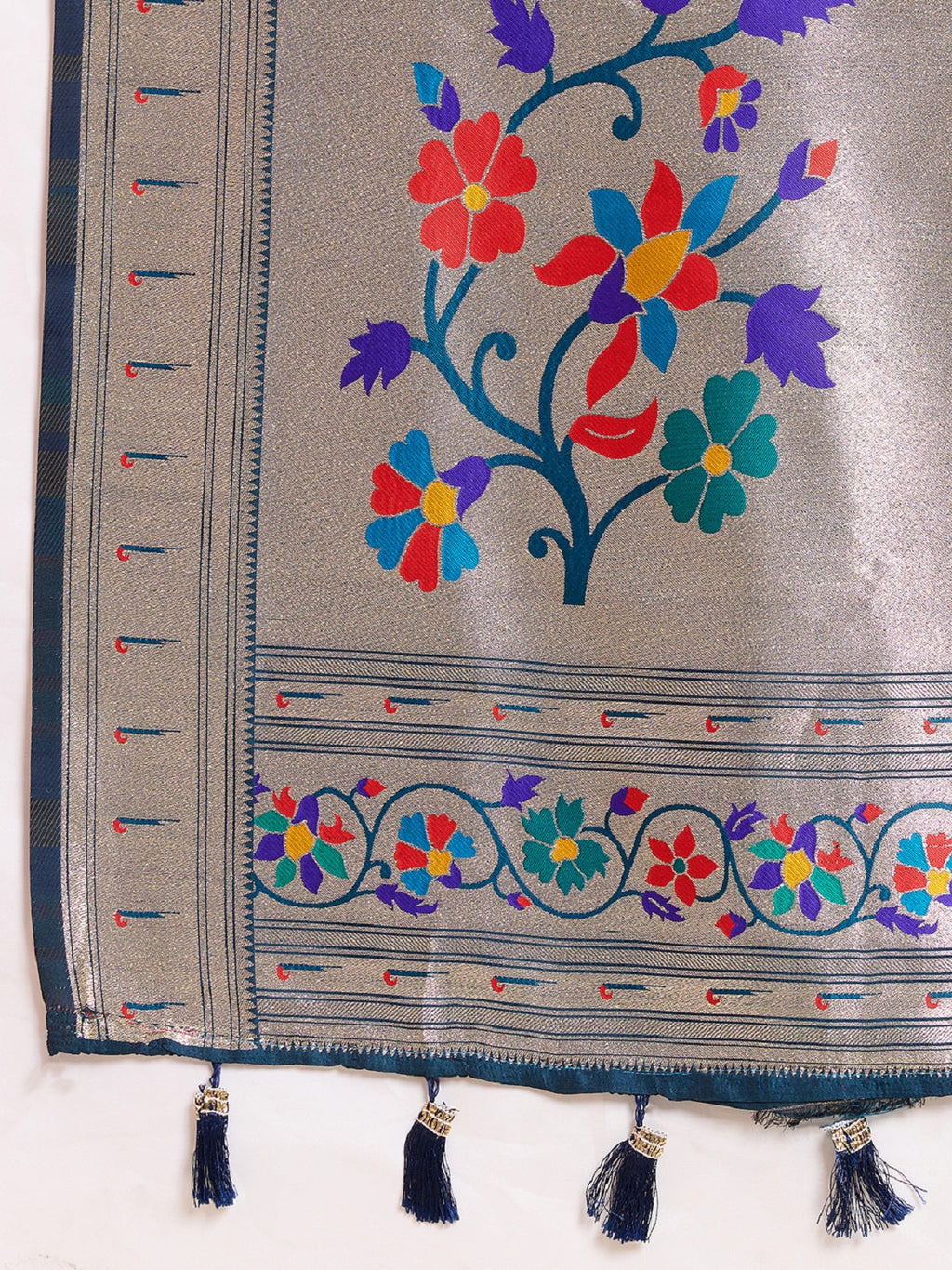 Dwija Fashion Teal Blue Wedding Wear Woven Lotus Motif Work Pure Soft Silk Saree With Unstitched Blouse | Grocsy