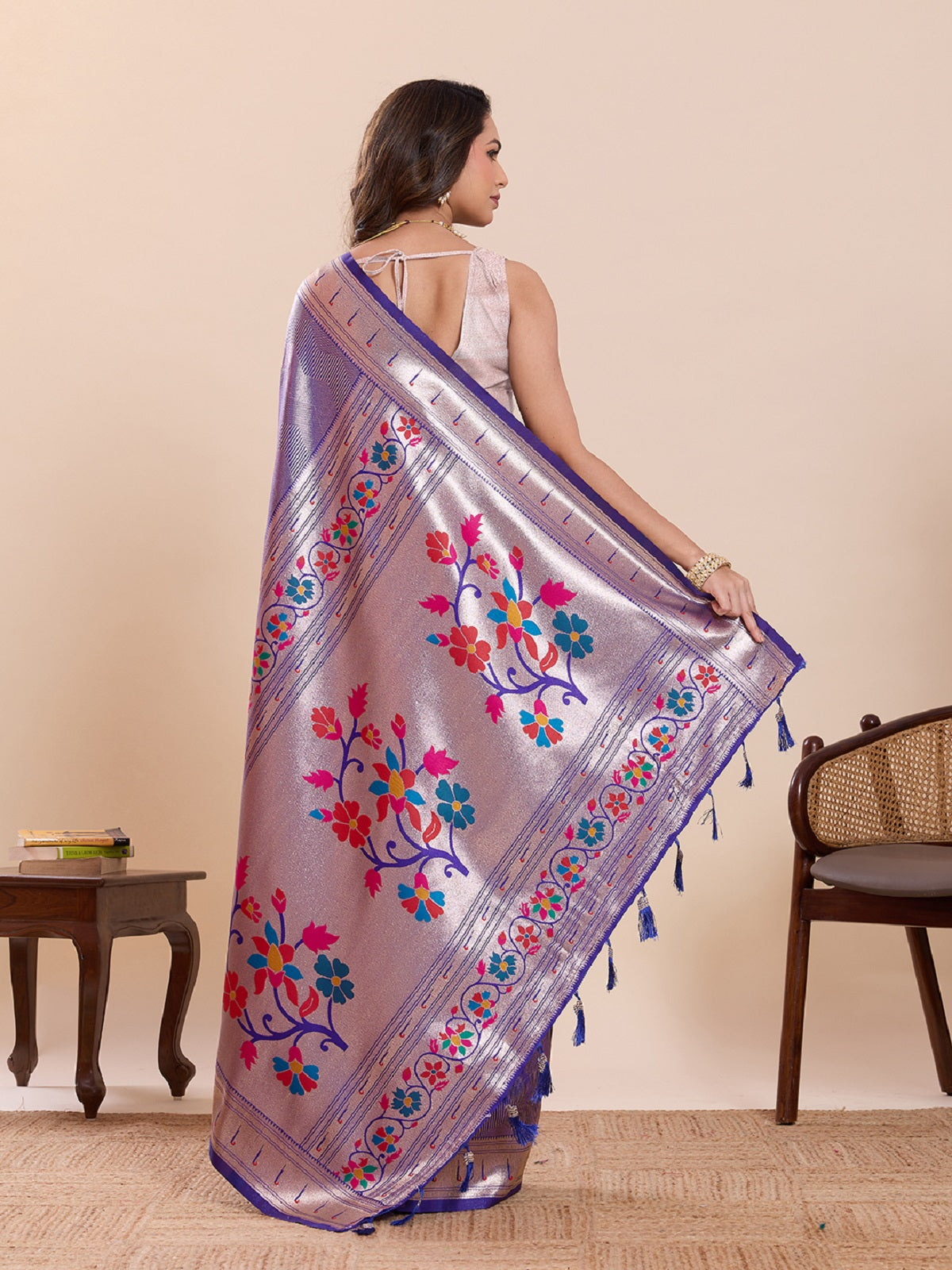Dwija Fashion Purple Wedding Wear Woven Lotus Motif Work Pure Soft Silk Saree With Unstitched Blouse | Grocsy