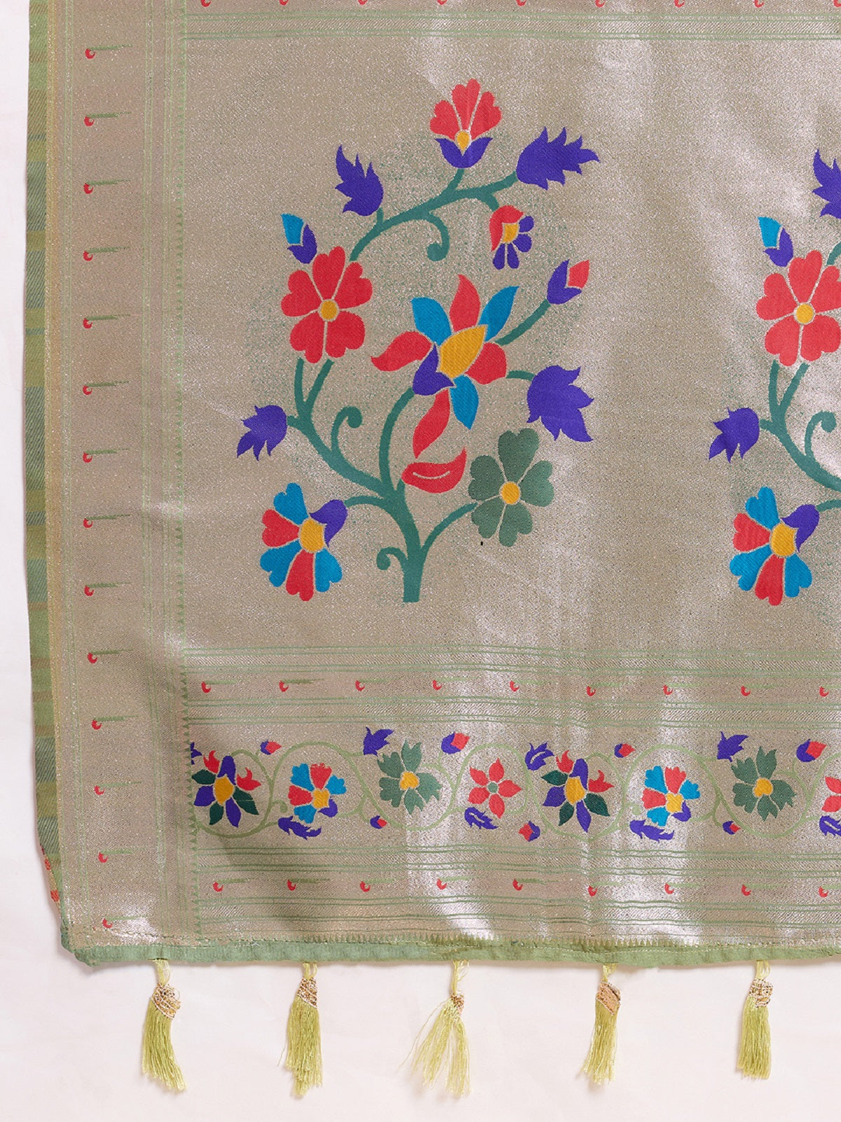 Dwija Fashion Green Wedding Wear Woven Lotus Motif Work Pure Soft Silk Saree With Unstitched Blouse | Grocsy