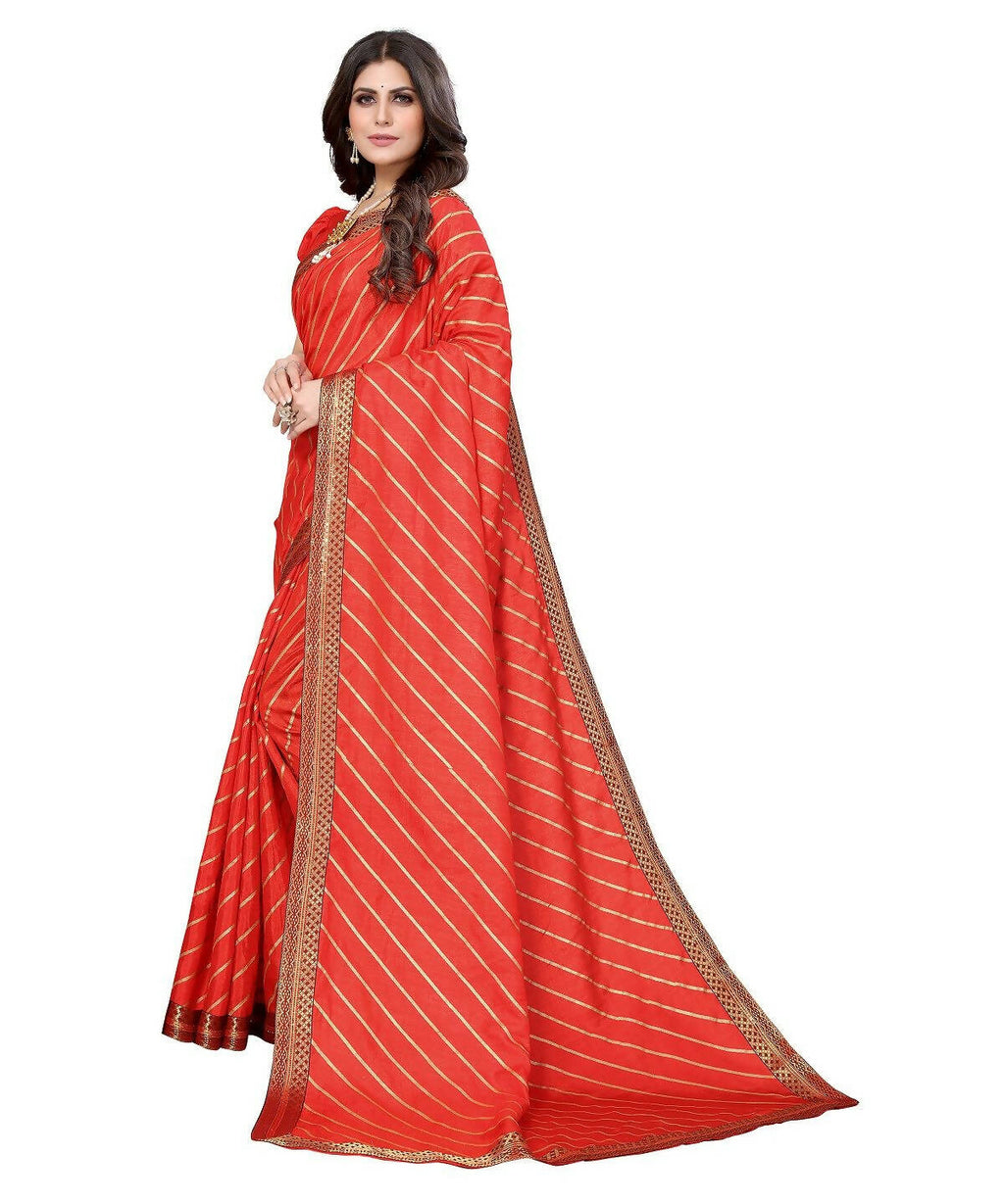 Vamika Dola Silk Red Lace Border Bollywood Style Saree (SUCHI RED) | Grocsy