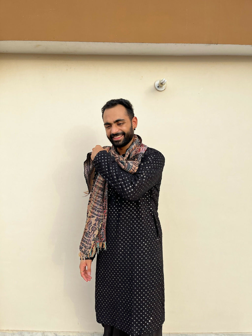 Black Mirror Work Kurta by Hilo Design | Grocsy