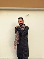 Black Mirror Work Kurta by Hilo Design | Grocsy