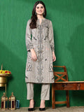 Sangria Printed Winter Velvet Kurta With Trouser | Grocsy