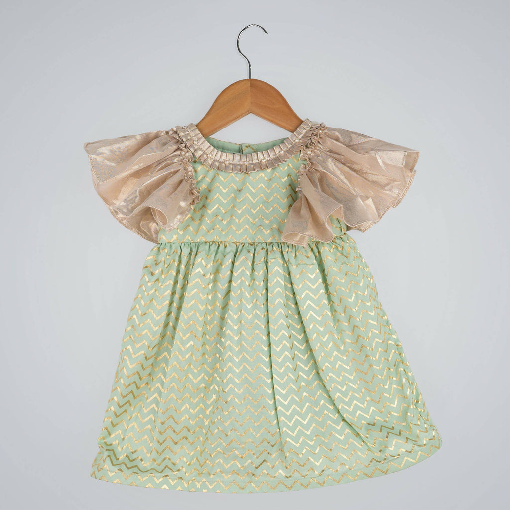 Pink Cow Fashions Gold & Green Printed Dress | Grocsy