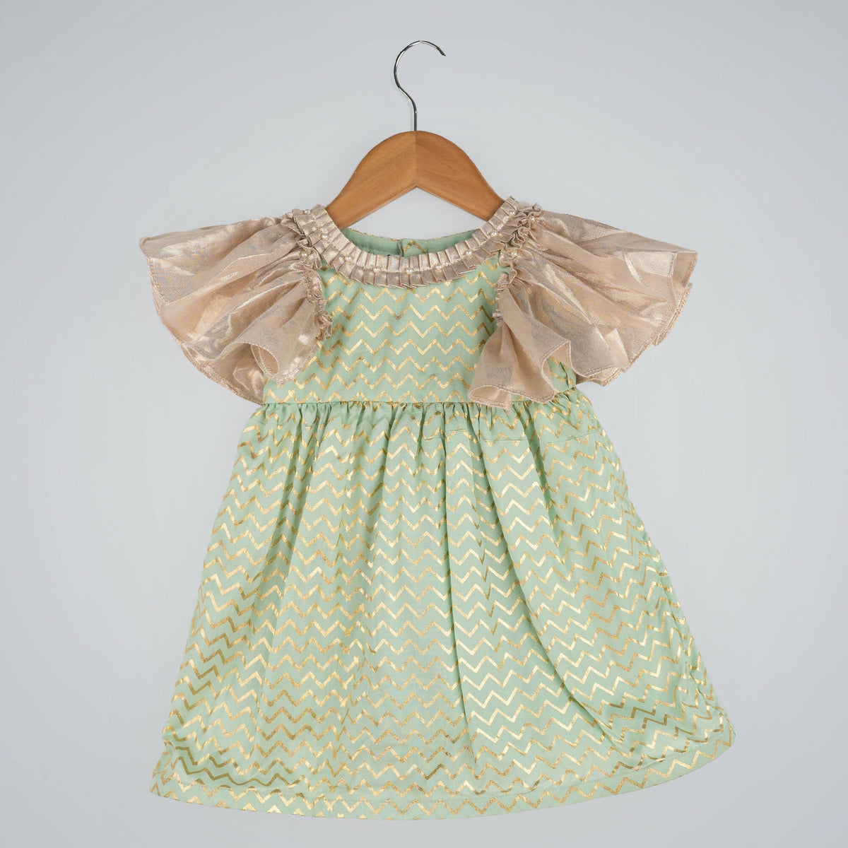 Pink Cow Fashions Gold & Green Printed Dress | Grocsy