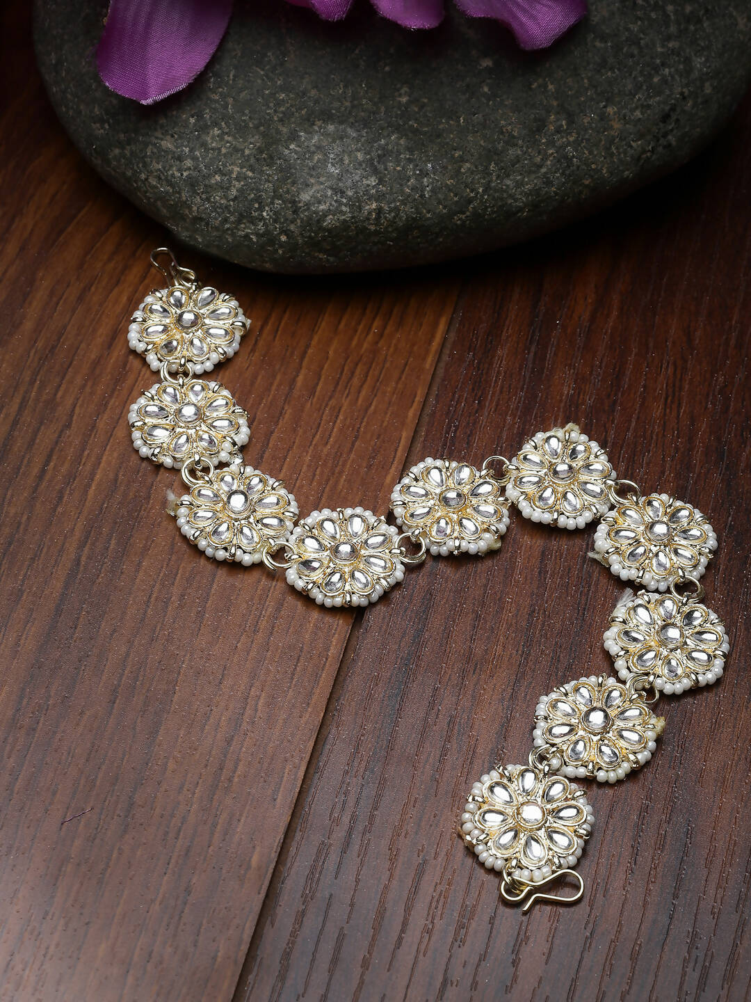 NVR Women's Gold-Polished Traditional Trending Matha Patti | Grocsy