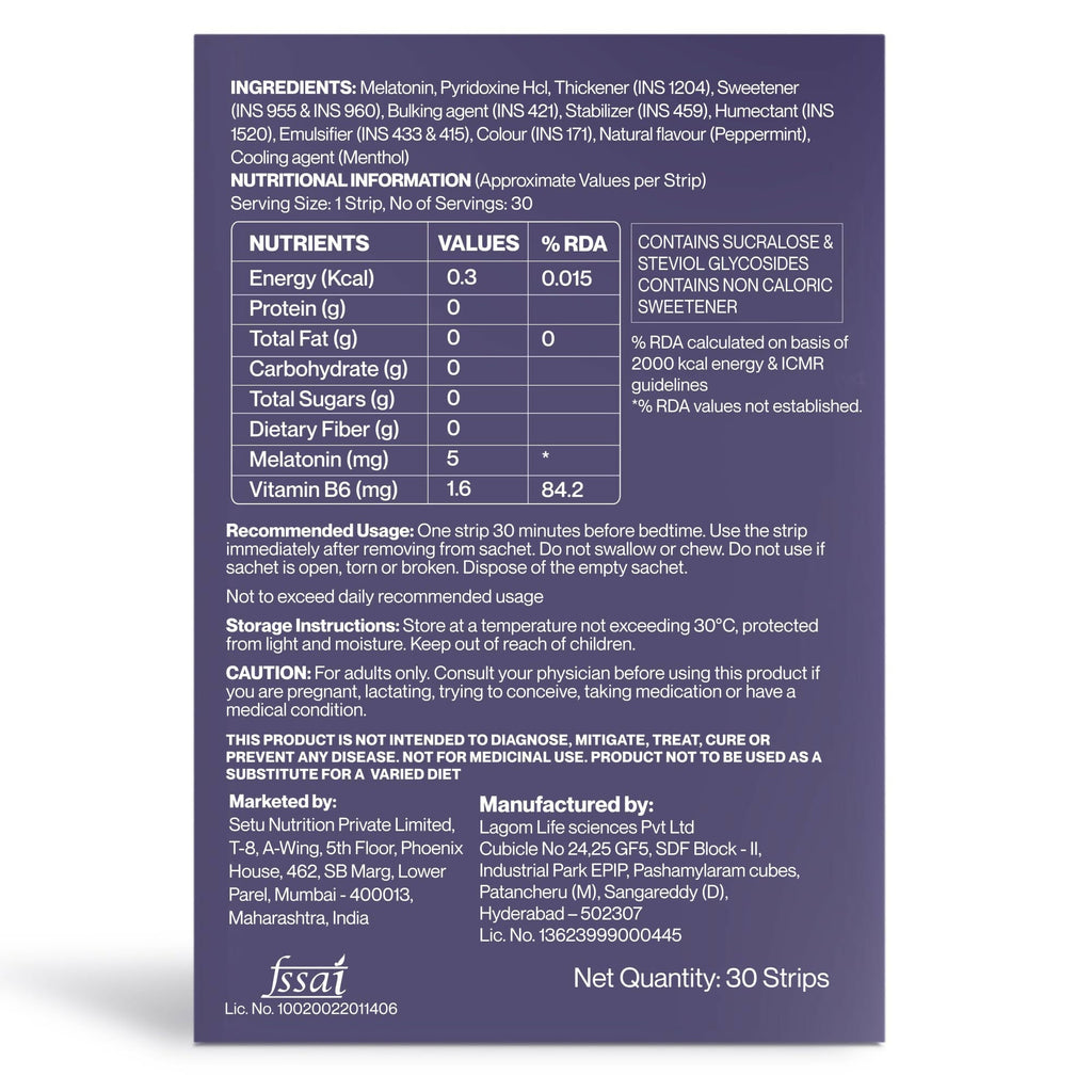 Setu Sleep Restore Plant Based Melatonin - Tasty Mint Flavor | Grocsy