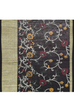 Piyari Fashion Women's Black Embellished Cotton Blend Printed Saree | Grocsy
