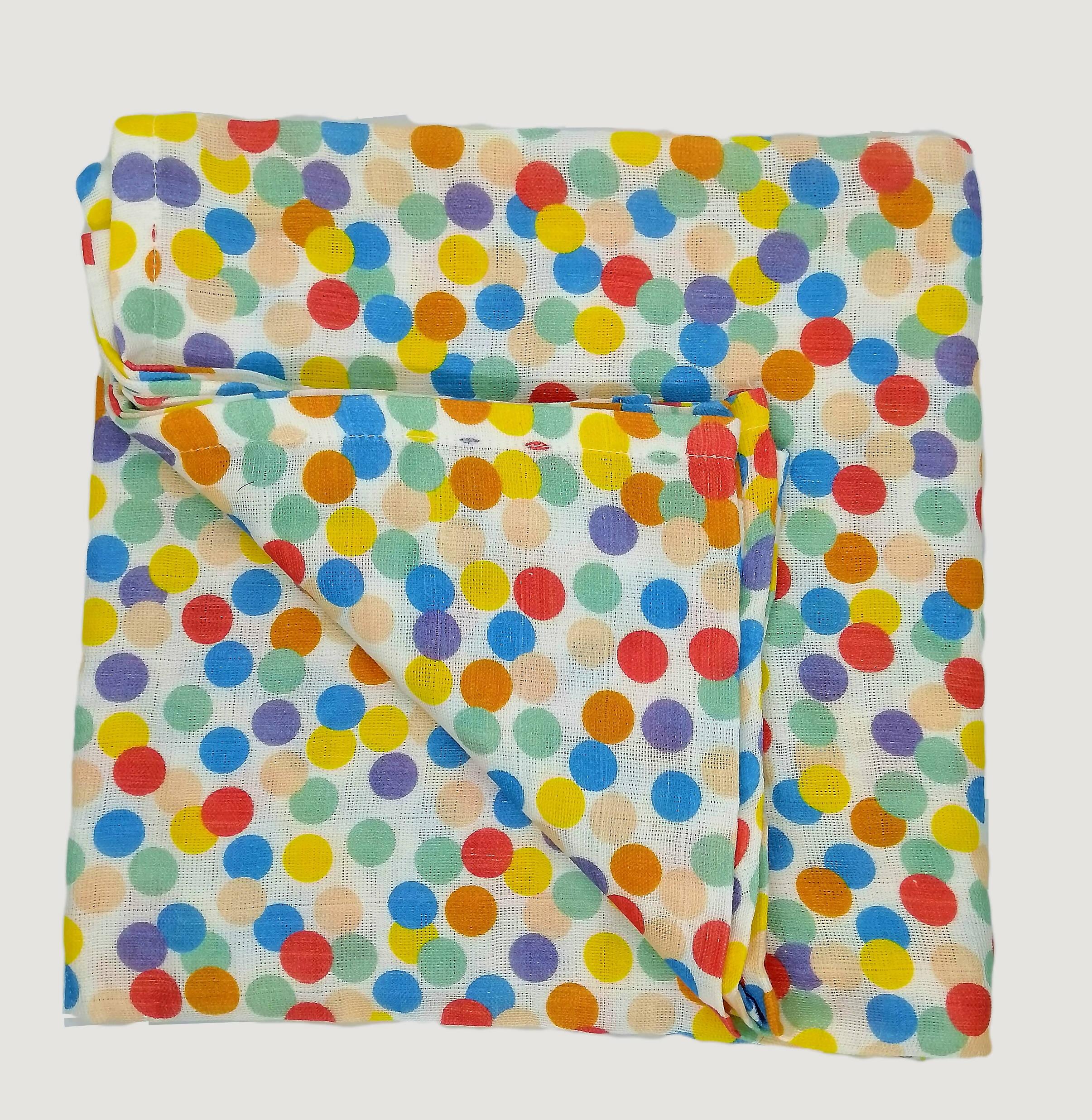 Kindermum Organic Cotton Muslin Swaddle Blanket 110 Cm X 110 Cm - Set Of 2 - Colorful Polka And Whale | Grocsy
