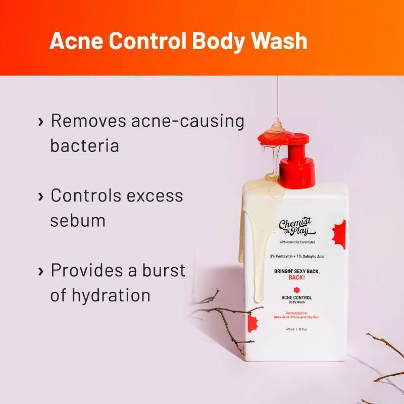 Chemist At Play Salicylic Acid Acne Body Wash & AHA Underarm Roll On Combo | Grocsy