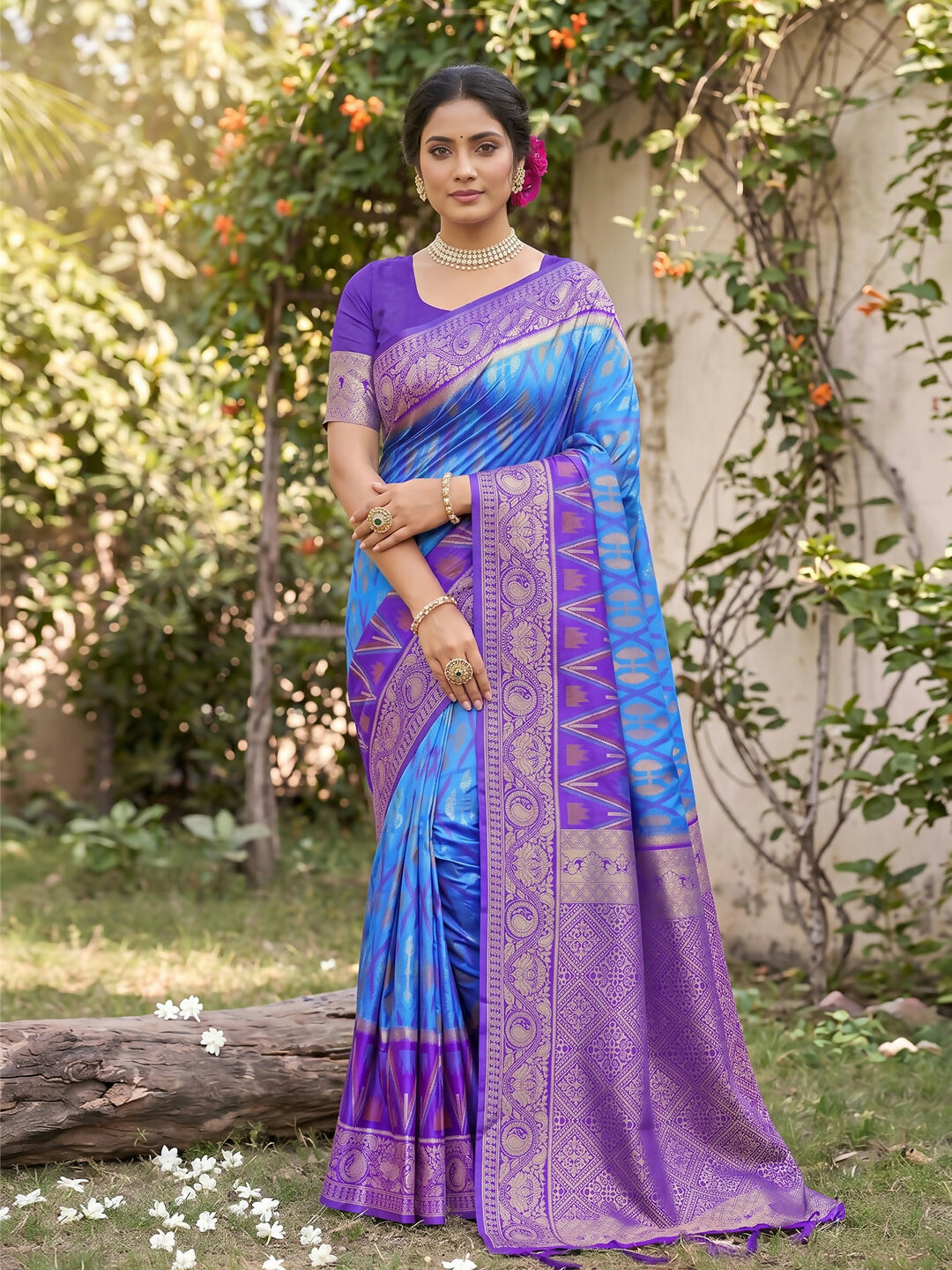 Shree Shyam Fashion Sky Blue Soft Silk Saree | Grocsy