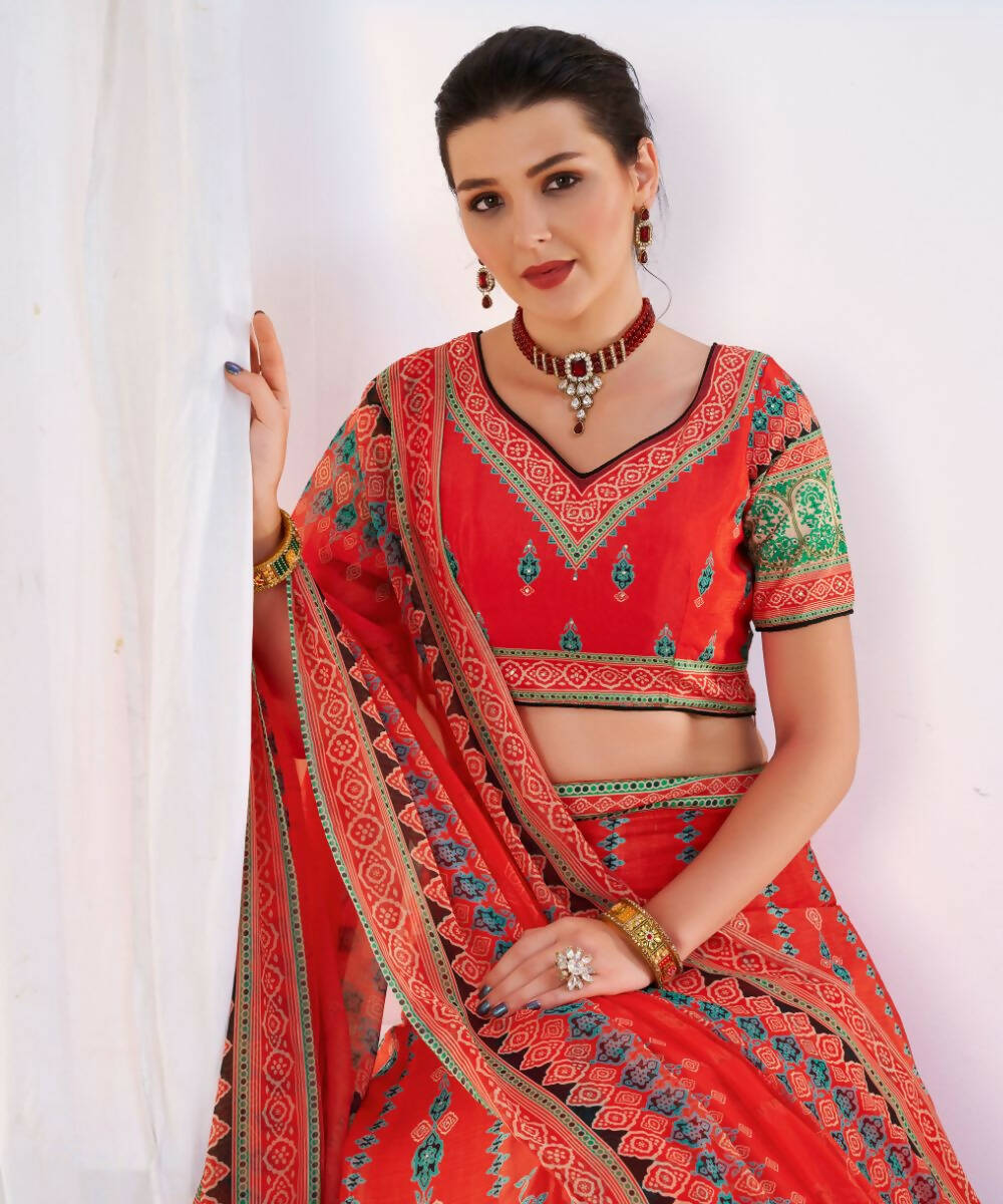Wedding Designer Red Chinon Lehengha Choli - Anbazaar | Grocsy