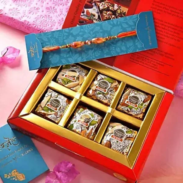 Ethnic Pearl N Mauli Rakhi With Figberry | Grocsy