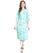 Vamika Sky Blue French Crepe Printed Party Wear/Casual Wear Kurti | Grocsy