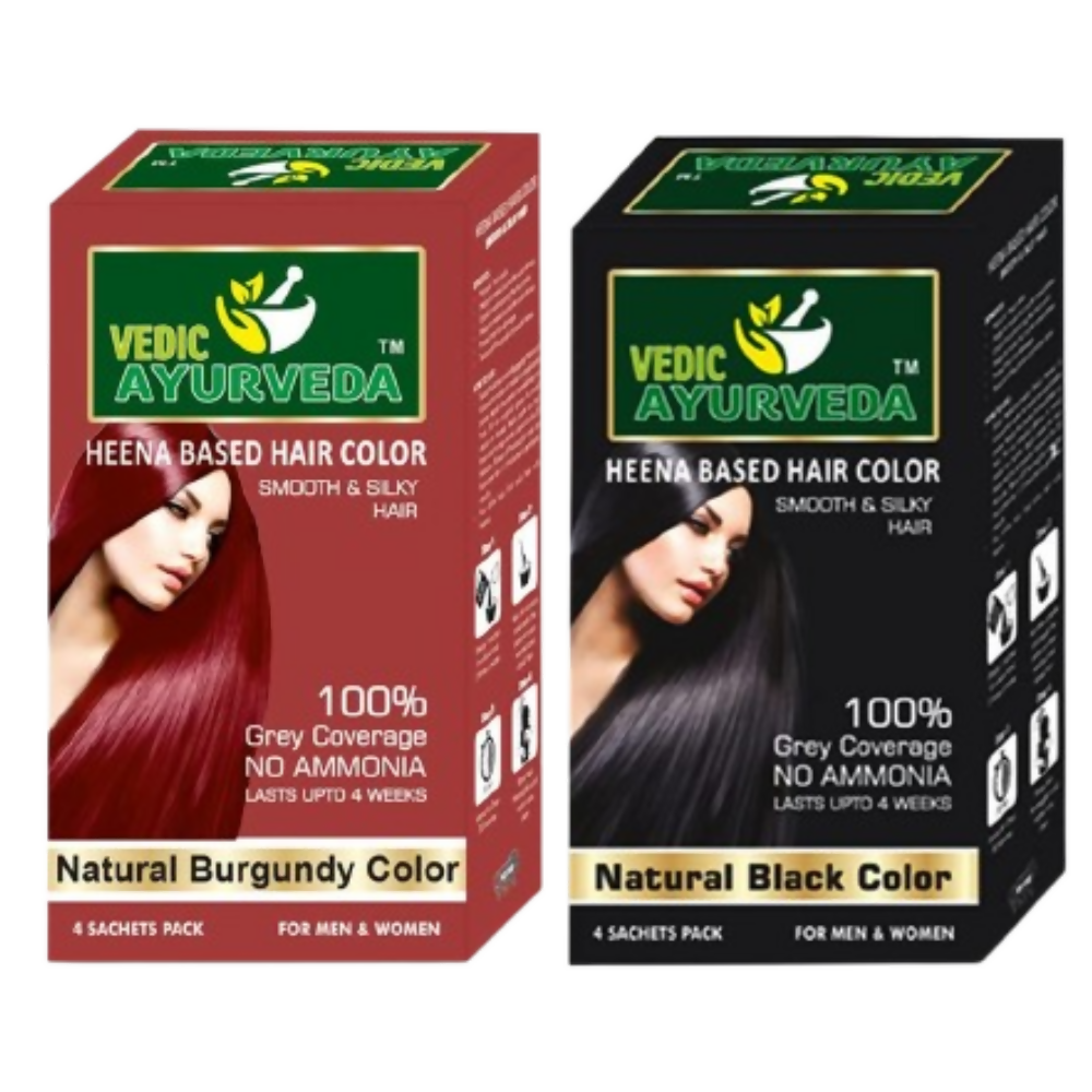 VedicAyurvedas No Ammonia Burgundy & No Ammonia Black Hair Color | Grocsy