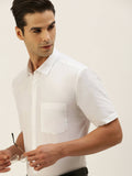 Ramraj Cotton Mens Half Sleeve Formal Poly Cotton White Shirt | Grocsy