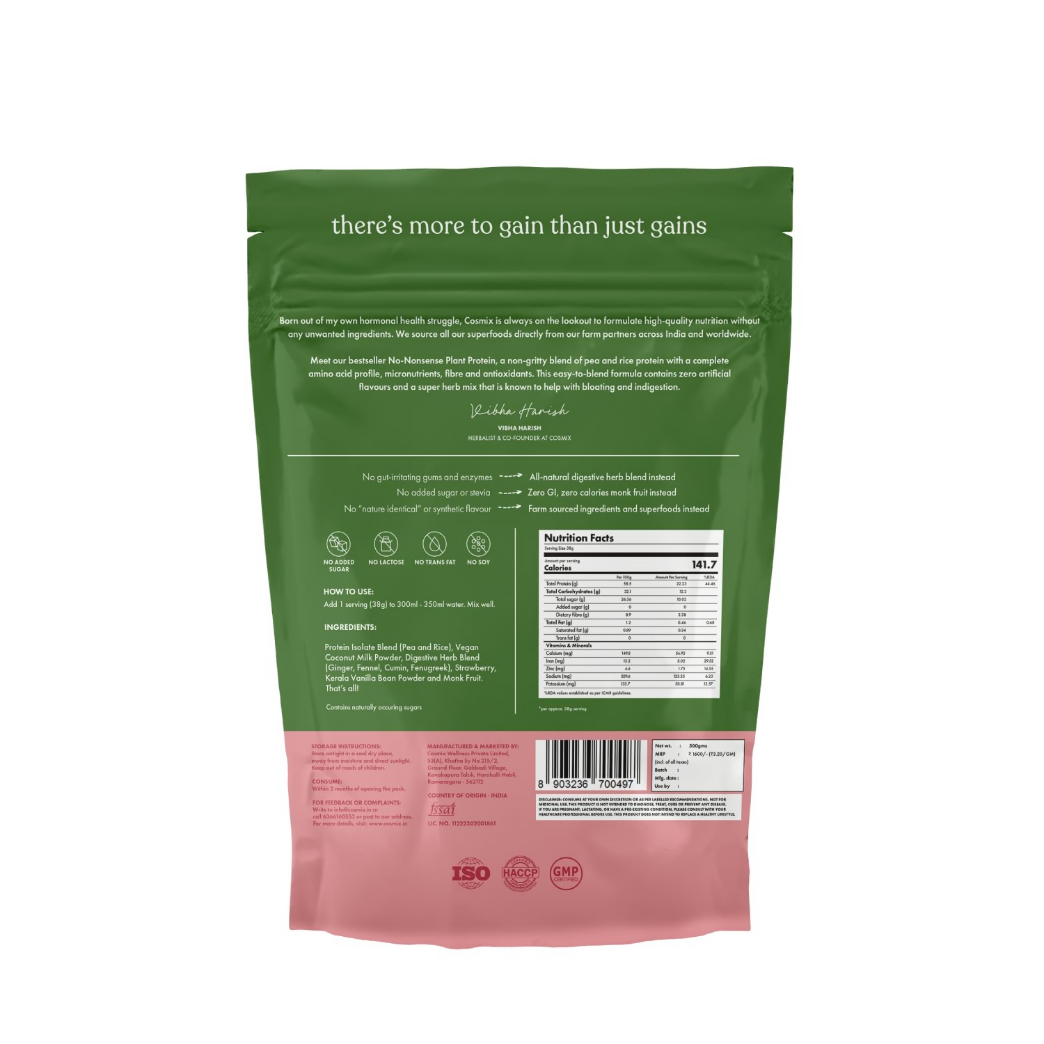 Cosmix No-Nonsense Plant Protein 23 (Mahabaleshwar Strawberry) | Grocsy
