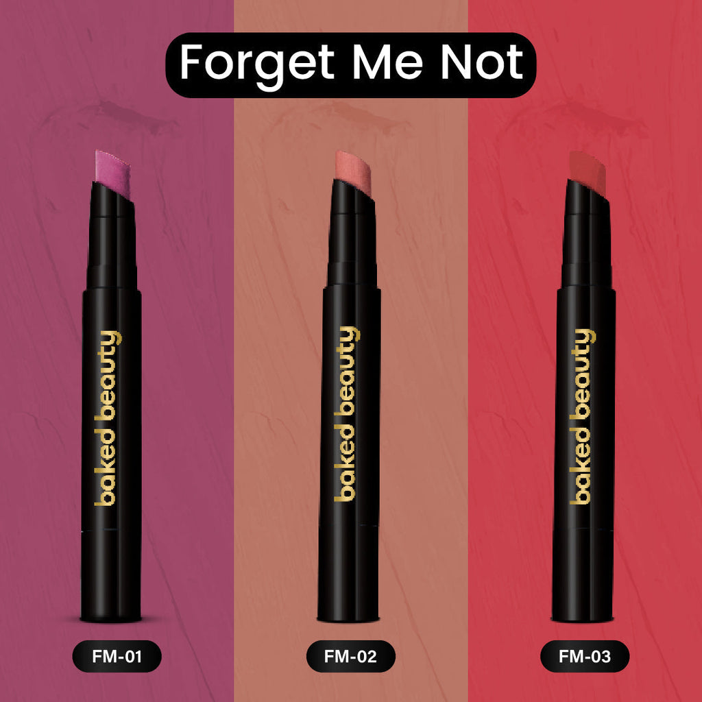 Baked Beauty My Crayon Forget Me Not Super Matte Lip Cream Lipsticks (Set of 3) | Grocsy