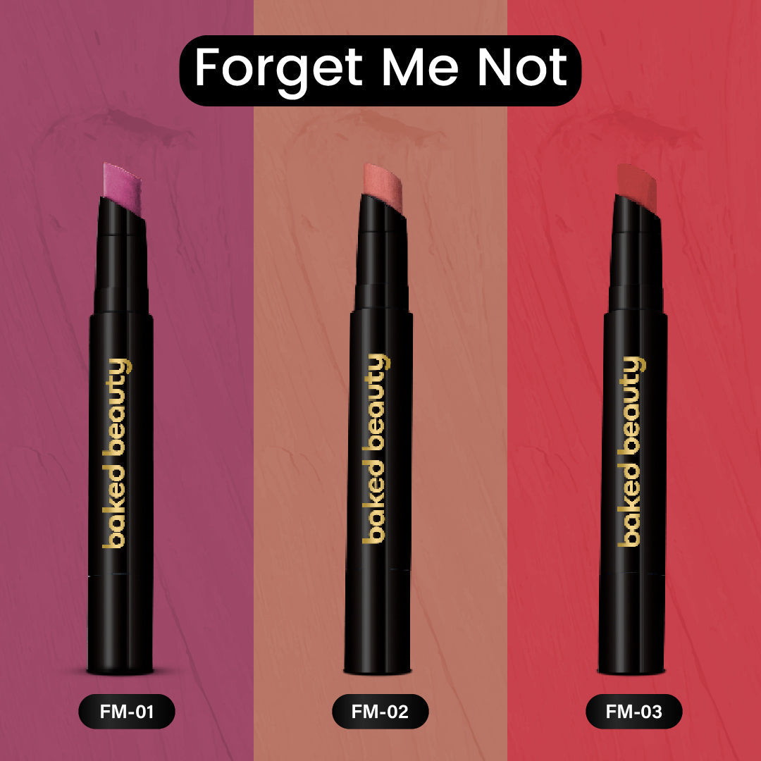 Baked Beauty My Crayon Forget Me Not Super Matte Lip Cream Lipsticks (Set of 3) | Grocsy