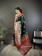 Joban Fashion Red Meenakari Picock Paithani Sarees | Grocsy