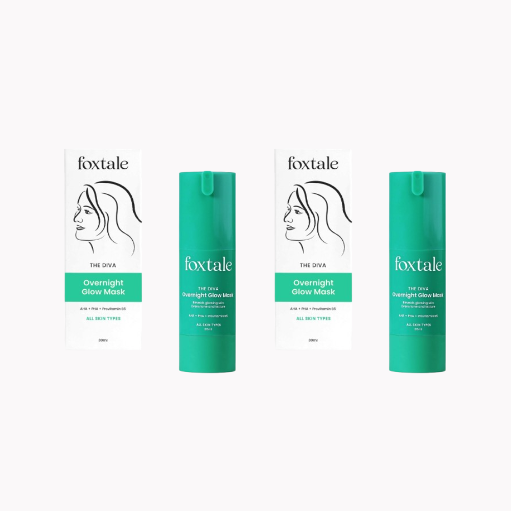Foxtale Over Night Glow Mask For Glowing Skin, 4% Glycolic Acid & 3% Lactic Acid, Reduces Blackheads and Whiteheads | Grocsy