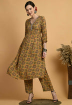 Joban Fashion Mustard Maslin Kurta Set | Grocsy