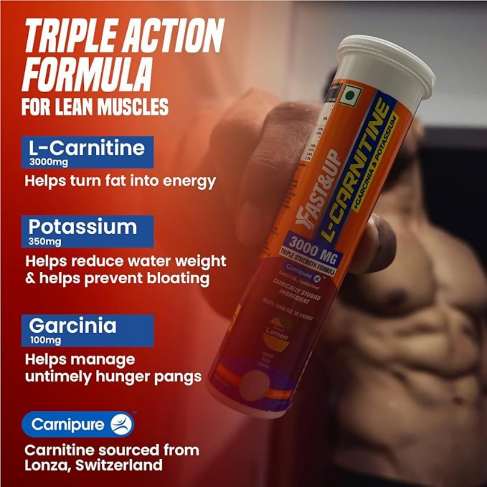 Fast&Up L Carnitine Tartrate 3000mg Effervescent Tablets - Lemon Flavour | Grocsy