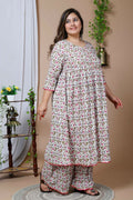 Miravan Women's Cotton Floral Print Anarkali Kurta Sharara | Grocsy