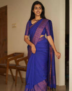 DEIANA'S Beautiful Designer Golden zari Soft Lichi Silk Saree - BLue | Grocsy