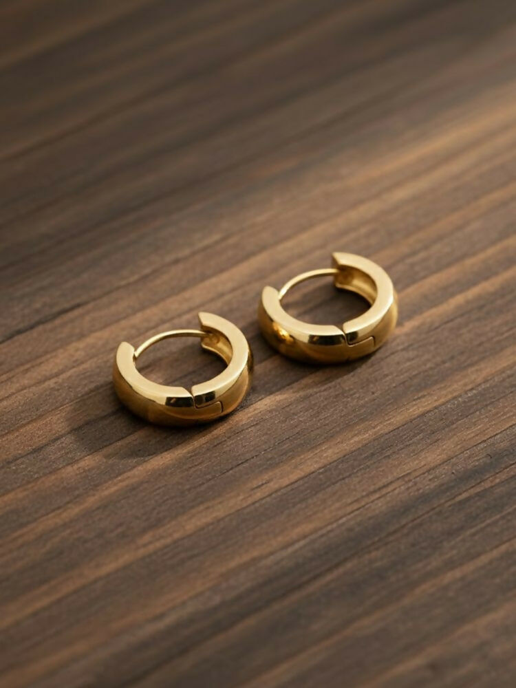 NVR Men's Gold Plated Hoop Earrings | Grocsy