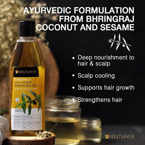 Soulflower Cold Pressed Pure Natural Bhringaraj Oil | Grocsy