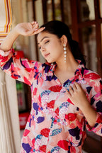 Vaasva Women Multi-colour Muslin Floral Print Shirt & Pant (Co-ords set) | Grocsy