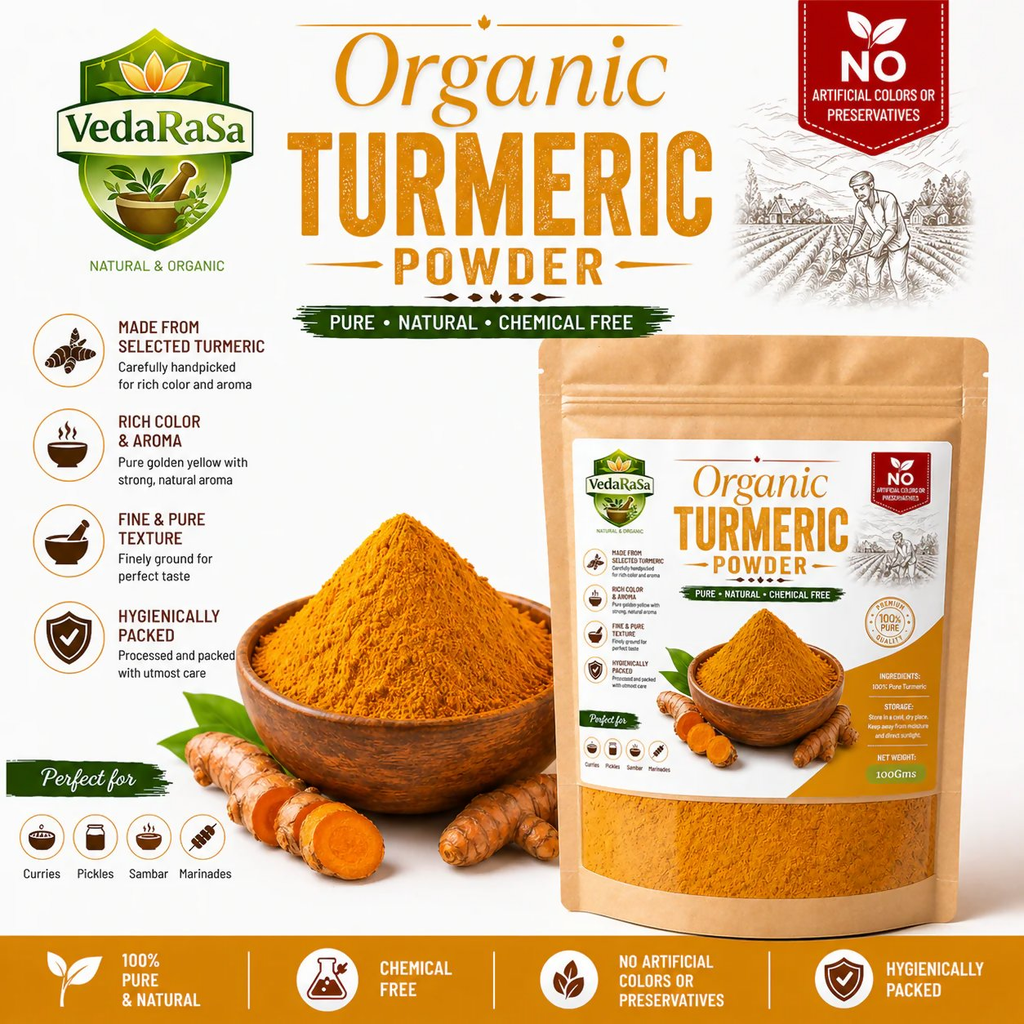 VedaRasa Organic Turmeric Powder Premium Quality | Grocsy