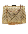 Joban Fashion Beige Gota Patti Fabric Clutch - Golden | Grocsy