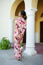Vaasva Women Peach Muslin Floral Shirt & Pant Set | Grocsy