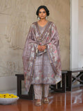 Vaasva Women's Ash Grey Silk Digital Printed Suit Set | Grocsy
